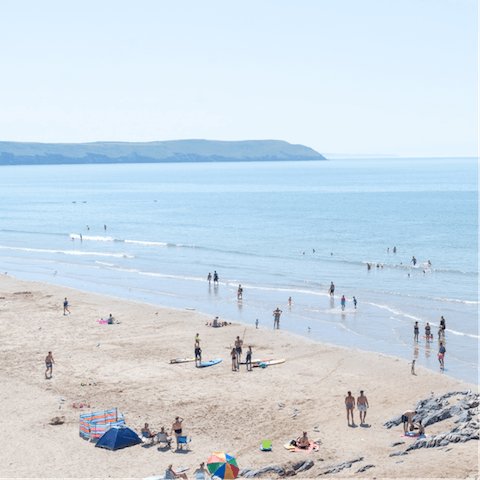 Take a short drive to Whitesands Beach for a day of surf