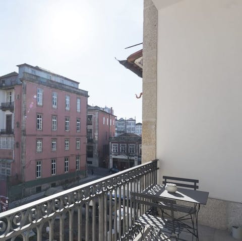 Enjoy your morning coffee out on the balcony