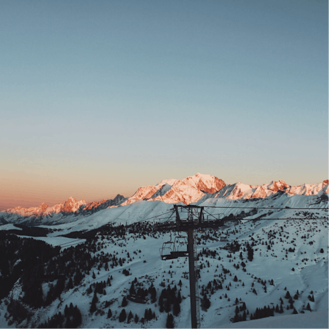 Head into nearby Megève and hop on the ski lift up the mountain side
