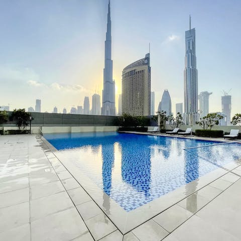 Take a refreshing dip in the communal pool
