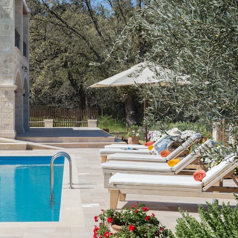 Relax by the pool on the comfortable loungers