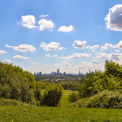 Start your mornings with a stroll around Hampstead Heath, a twelve-minute walk away