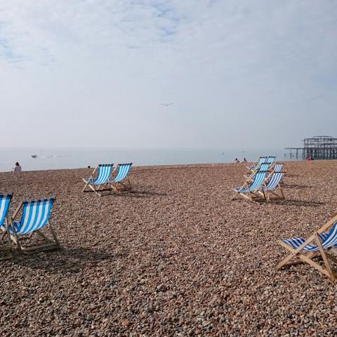 Relax on Brighton Beach, just three minutes' walk away