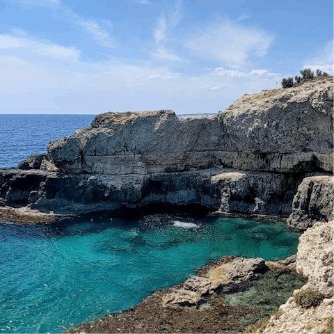 Explore the Puglian coastline – the nearest beach is a short walk away 