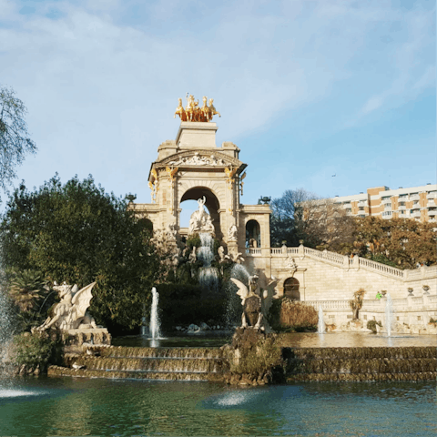 Admire the lush, ornate spaces of  Parc de la Ciutadella – just seven minutes away