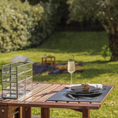 Sip wine and watch the sunset on the patio, or enjoy a picnic in the private garden