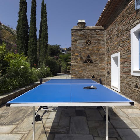 Challenge your loved ones to a lively game of table tennis