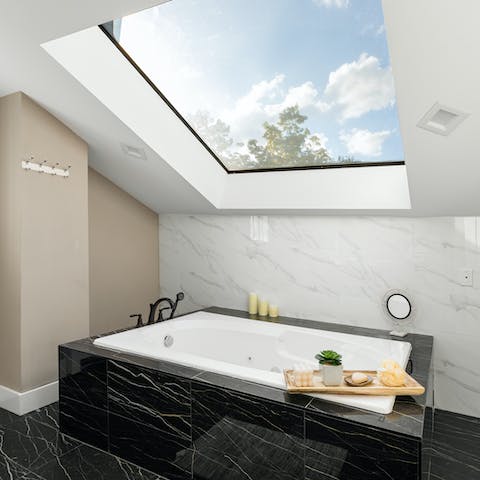 Treat your senses to long soaks in the luxurious bath tub 