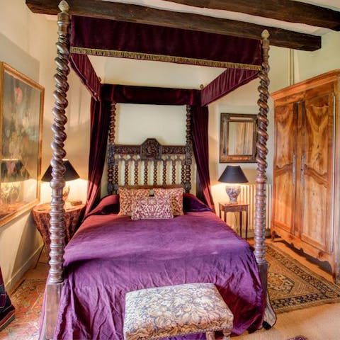 Get some rest in the gorgeous four-poster bed