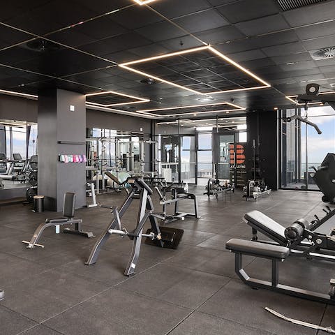 Get a  good workout at the state-of-the-art communal gym 