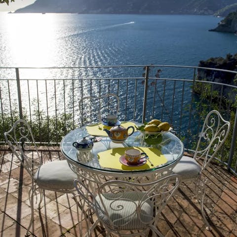 Sip a glass of local wine on the terrace, with gorgeous sea views