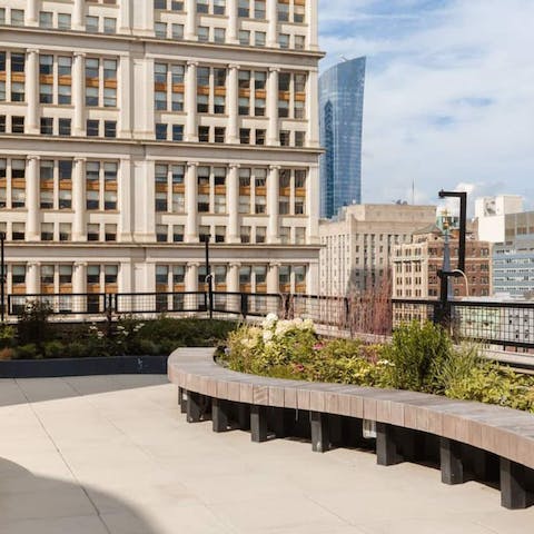 Take in skyline views of the city from the rooftop terrace