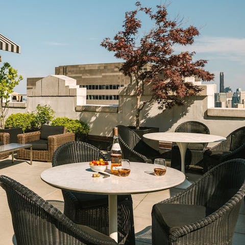 Relax on the seasonal rooftop lounge