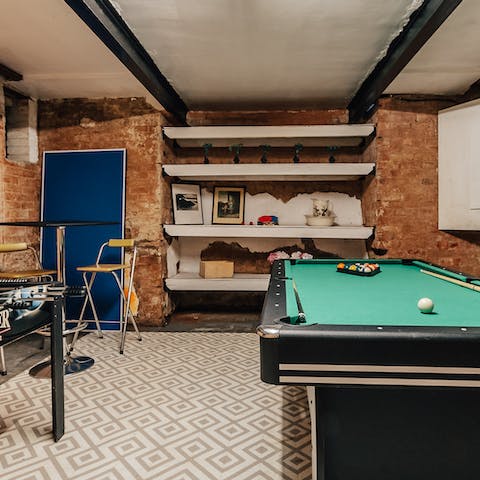 Head down to the games room in the basement for late-night matches of pool