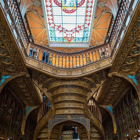 Admire the intricacies of the Livraria Lello, a short walk away