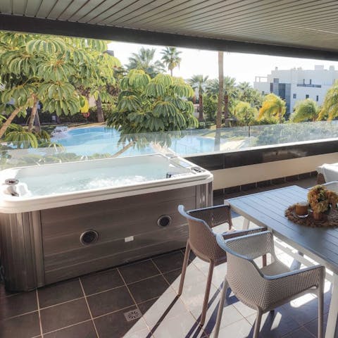 Relax in the private Jacuzzi after a busy day