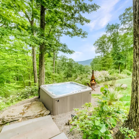 Let your cares drift away as you relax in the hot tub