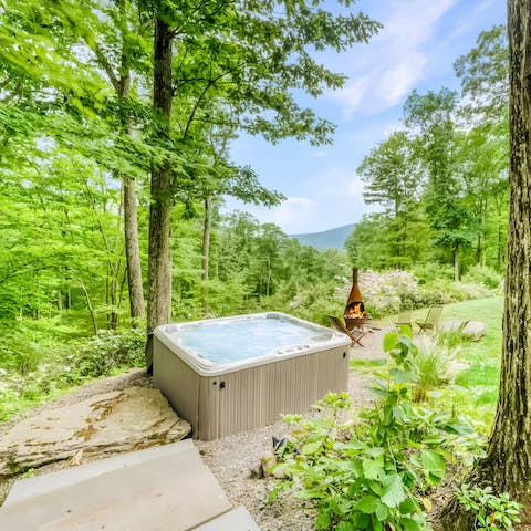 Let your cares drift away as you relax in the hot tub