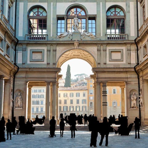 Spend an afternoon poring over the world-class art in the Uffizi Gallery, reached in fifteen minutes by foot