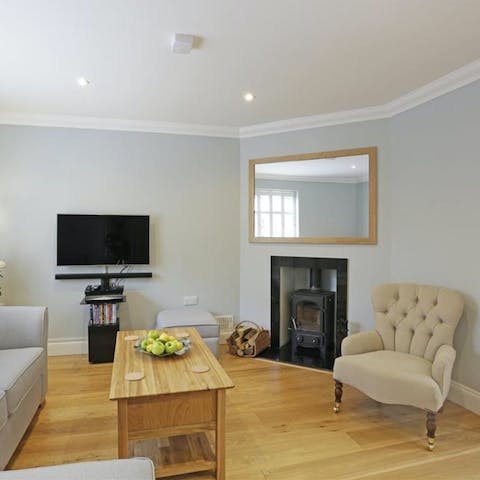 Curl up in front of the wood burner on rainy days