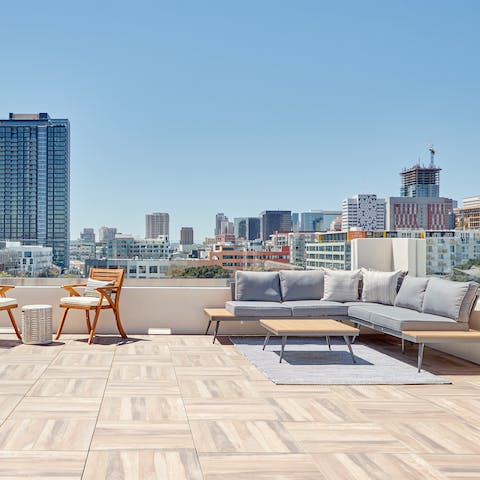 Head up to the building's rooftop terrace for a city panorama