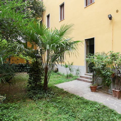 Arrive at your beautiful home via the internal courtyard and garden