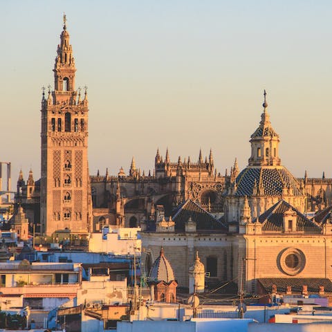 Stay in the heart of the historic city of Seville, a short walk from the beautiful Cathedral 
