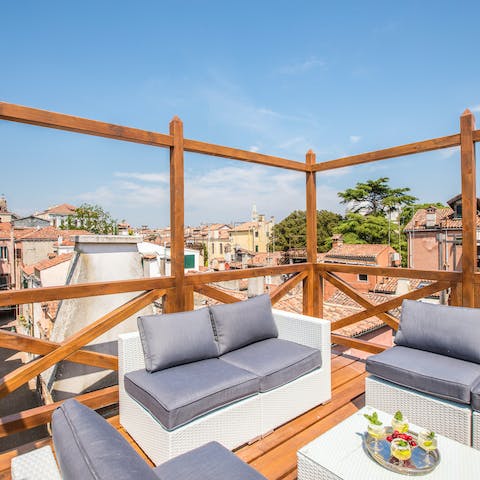 Take in picturesque views over the Venice rooftops 