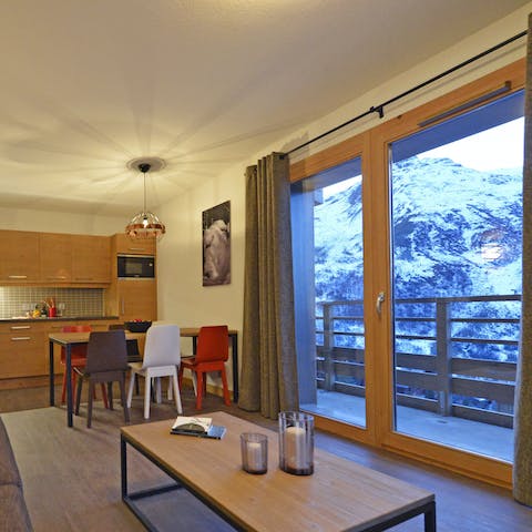 Enjoy mountain views from the living room