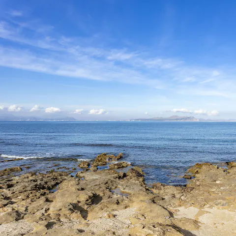 Swim, snorkel and kayak from the rocky shores, just 100m from your home