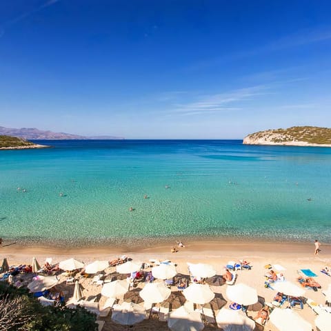 Enjoy unhurried afternoons on the nearby beaches of Elounda
