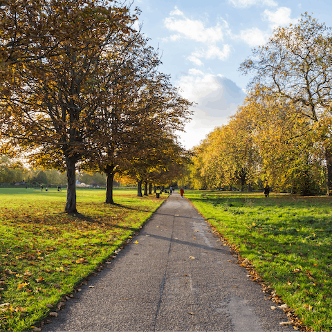 Spend your mornings wandering about the green expanse of Hyde Park, less than a ten-minute walk away