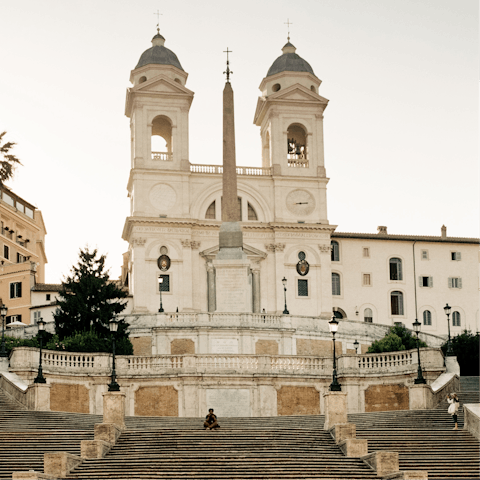 Visit the iconic Spanish Steps and the surrounding shops – a twenty-three minute walk away