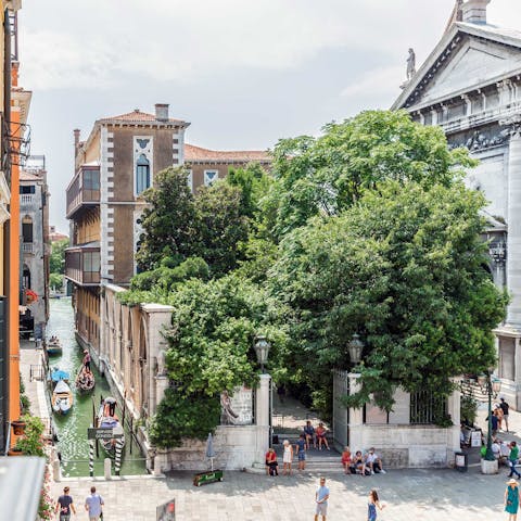 Appreciate the scenic views of the Venetian canals, right front your balcony 