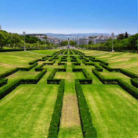 Take a stroll through Parque Eduardo VII, an eight-minute stroll from your door
