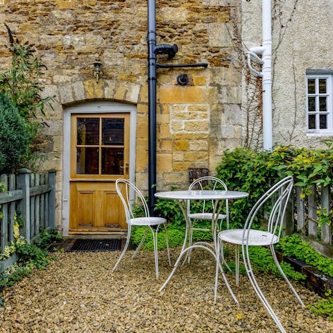 Sip an English breakfast tea in the quaint garden as the sun rises