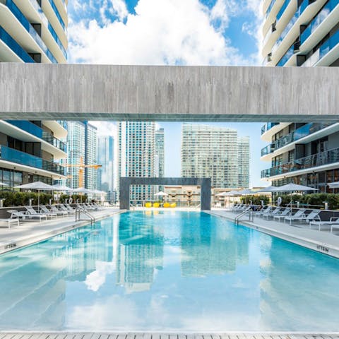 Soak up the hot weather in style around the rooftop terrace pool