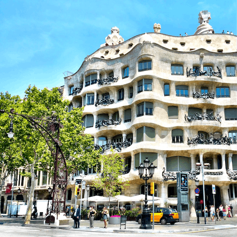 Blaze a trail over to Gaudi's Casa Mila, just nine minutes away on foot