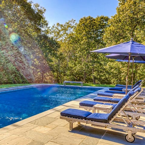 Chill out in the pool, surrounded by a line of trees for privacy