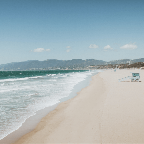 Soak up those perfect LA rays at Santa Monica beach, just a nine-minute drive from home