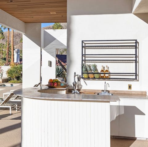 Quench your thirst with a fruity cocktail mixed up at the wet bar