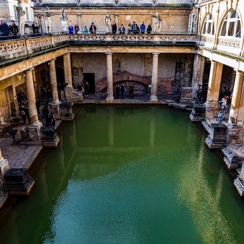 Explore Bath, including The Roman Baths, within a ten-minute walk away