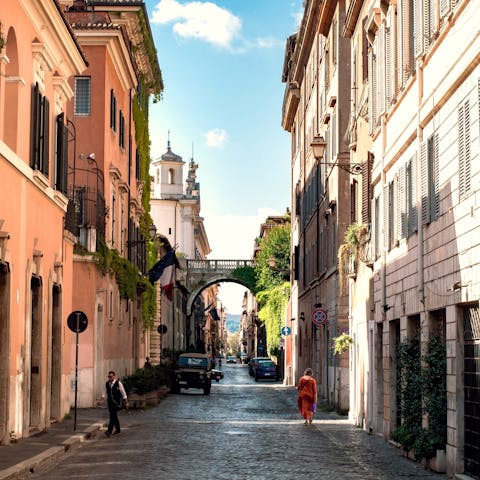 Explore Via del Corso from the bus stop right outside your door