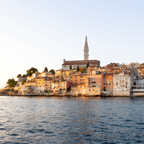 Explore artsy Rovinj on the Istrian Peninsula – it's a thirty-five-minute drive away