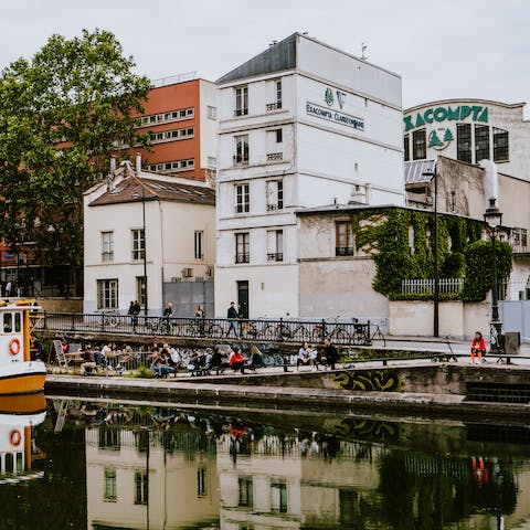 Explore Canal Saint Martin,  just a ten-minute walk away 