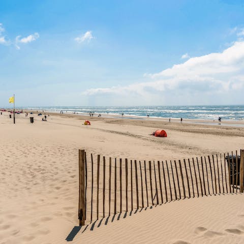 Spend warm days relaxing on Egmond aan Zee Beach, a five-minute bicycle ride away