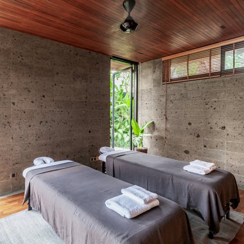 Speak to your host about getting pampered in the private massage room