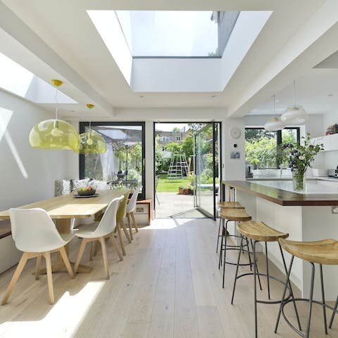 Look forward to dining on tasty dishes all together in the bright kitchen