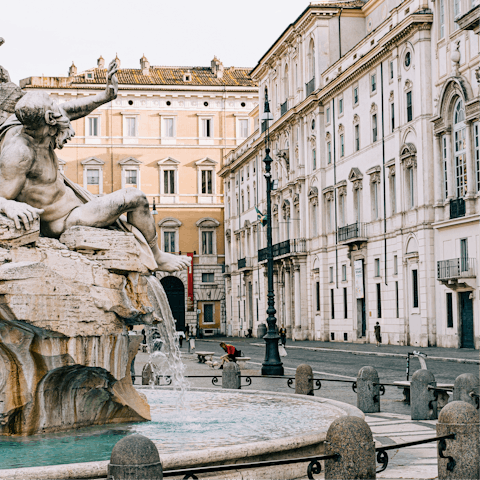 Find yourself at the heart of the Eternal City, with Piazza Navona a five-minute walk away 