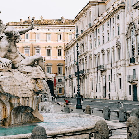 Find yourself at the heart of the Eternal City, with Piazza Navona a five-minute walk away